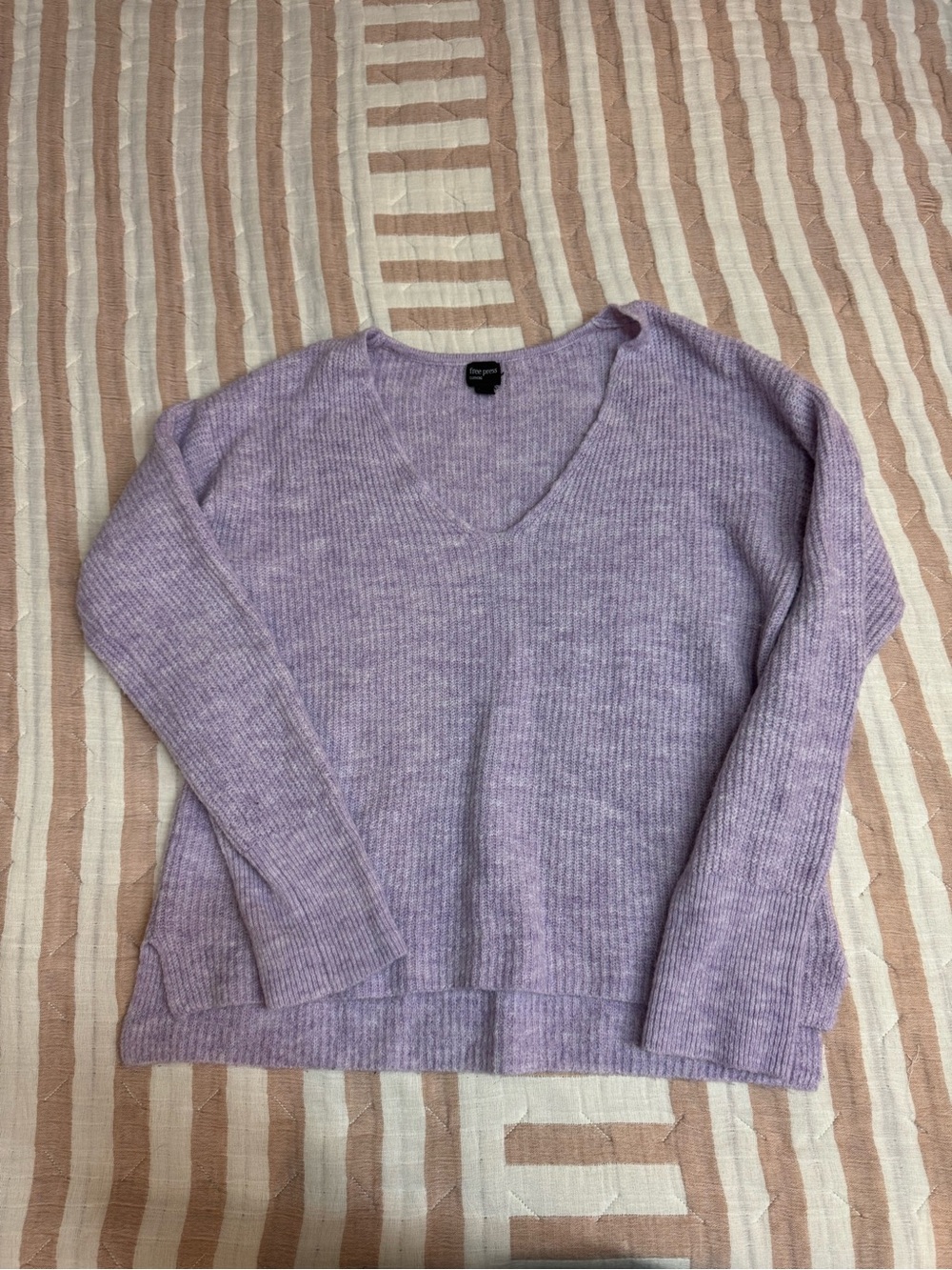 Free Press Nordstrom Lavender V-Neck Ribbed Sweater